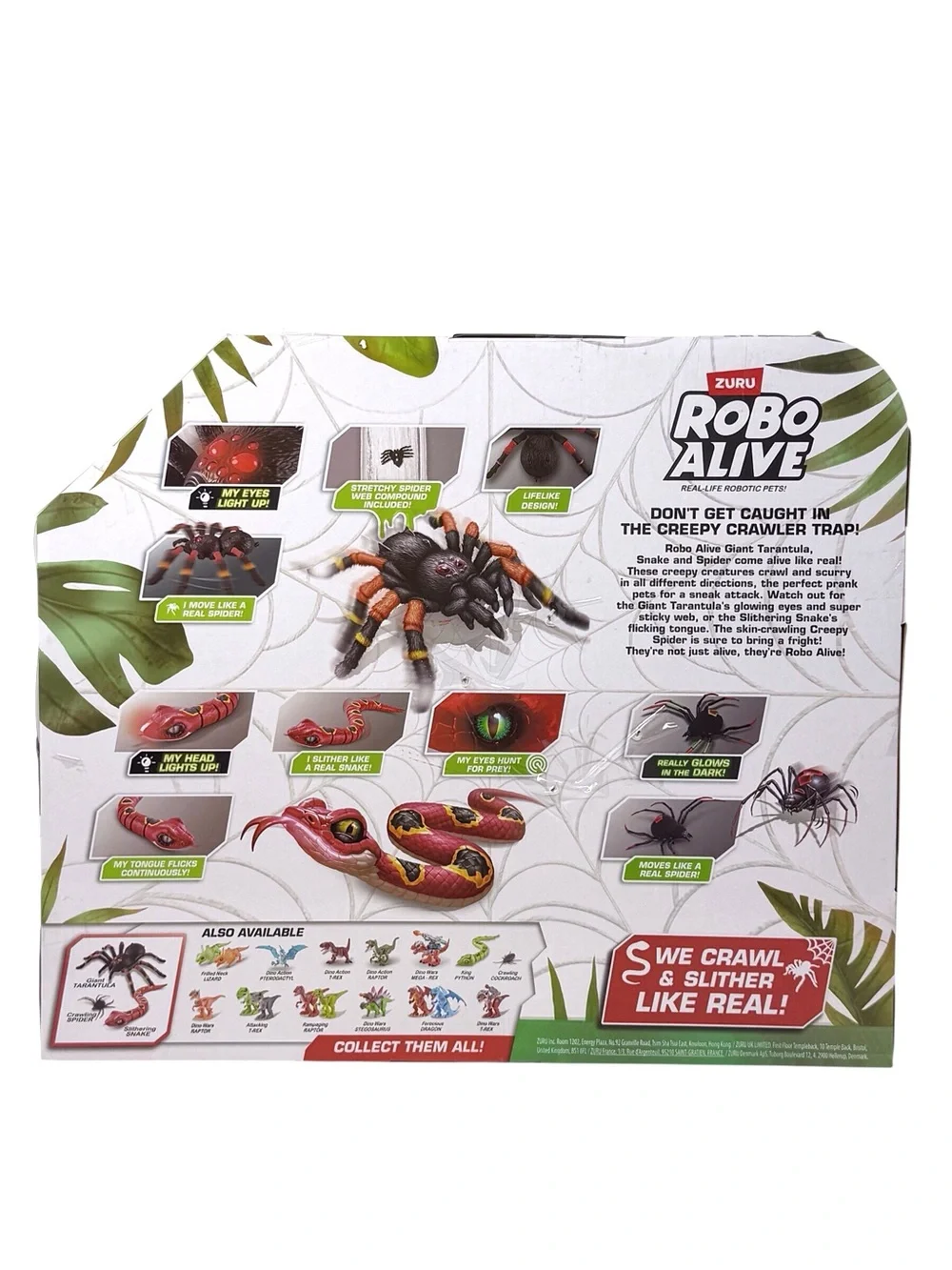 Zuru Robo Alive Creepy Crawly Pack interactive Giant Tarantula & Black Widow New